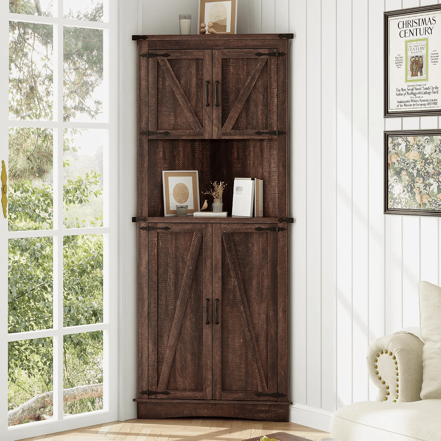 68” Tall Corner Storage Cabinet