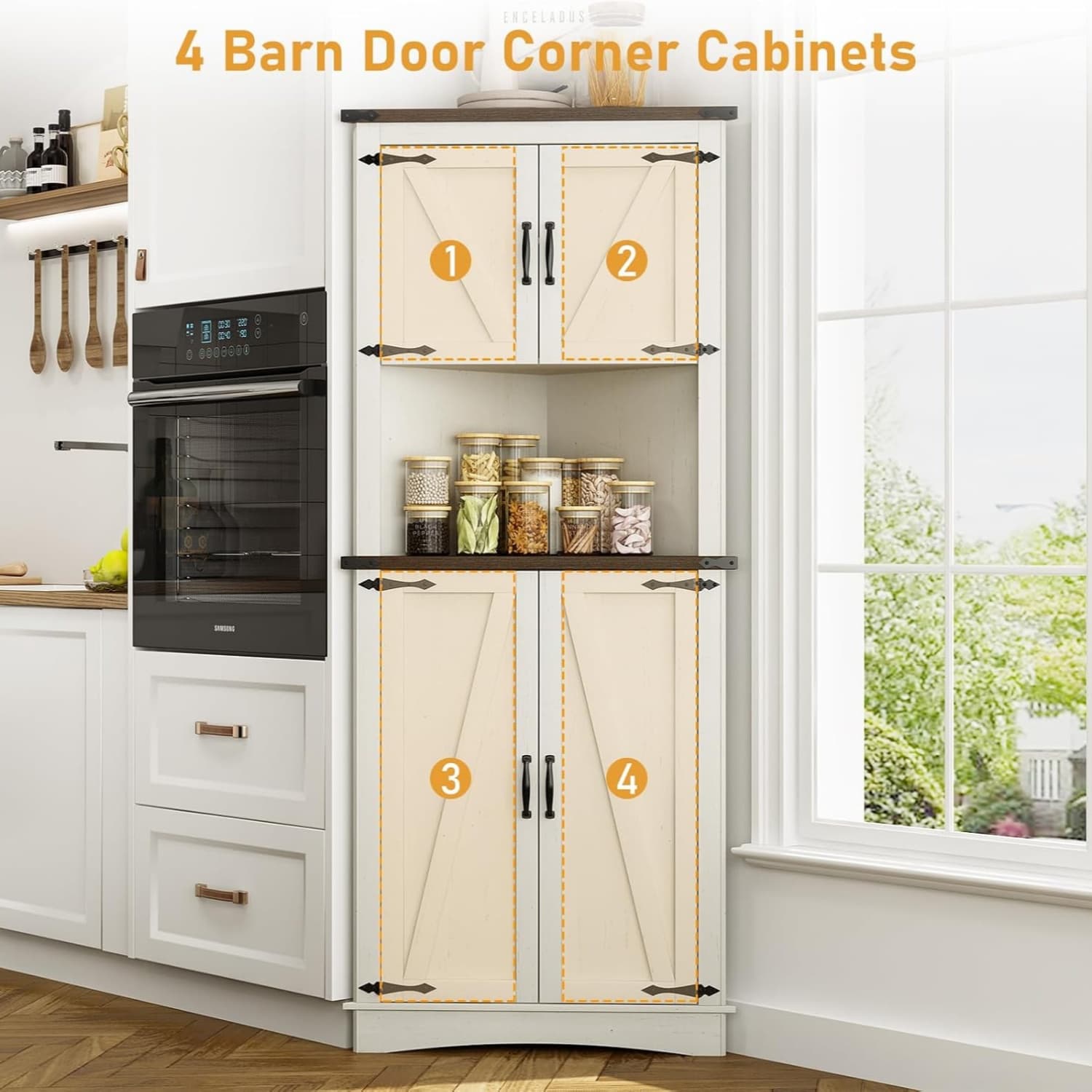 68” Tall Corner Storage Cabinet