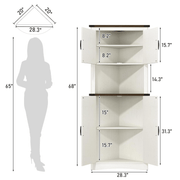 SIZE-Corner cabinet with dimensions labeled on a white background