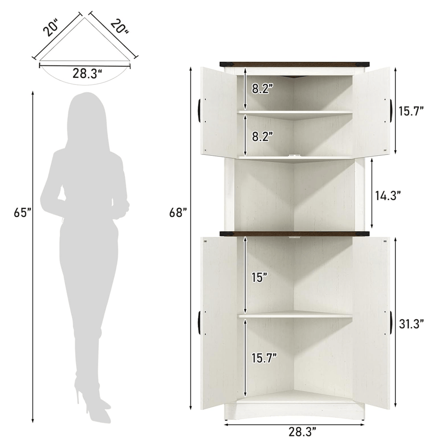 68” Tall Corner Storage Cabinet