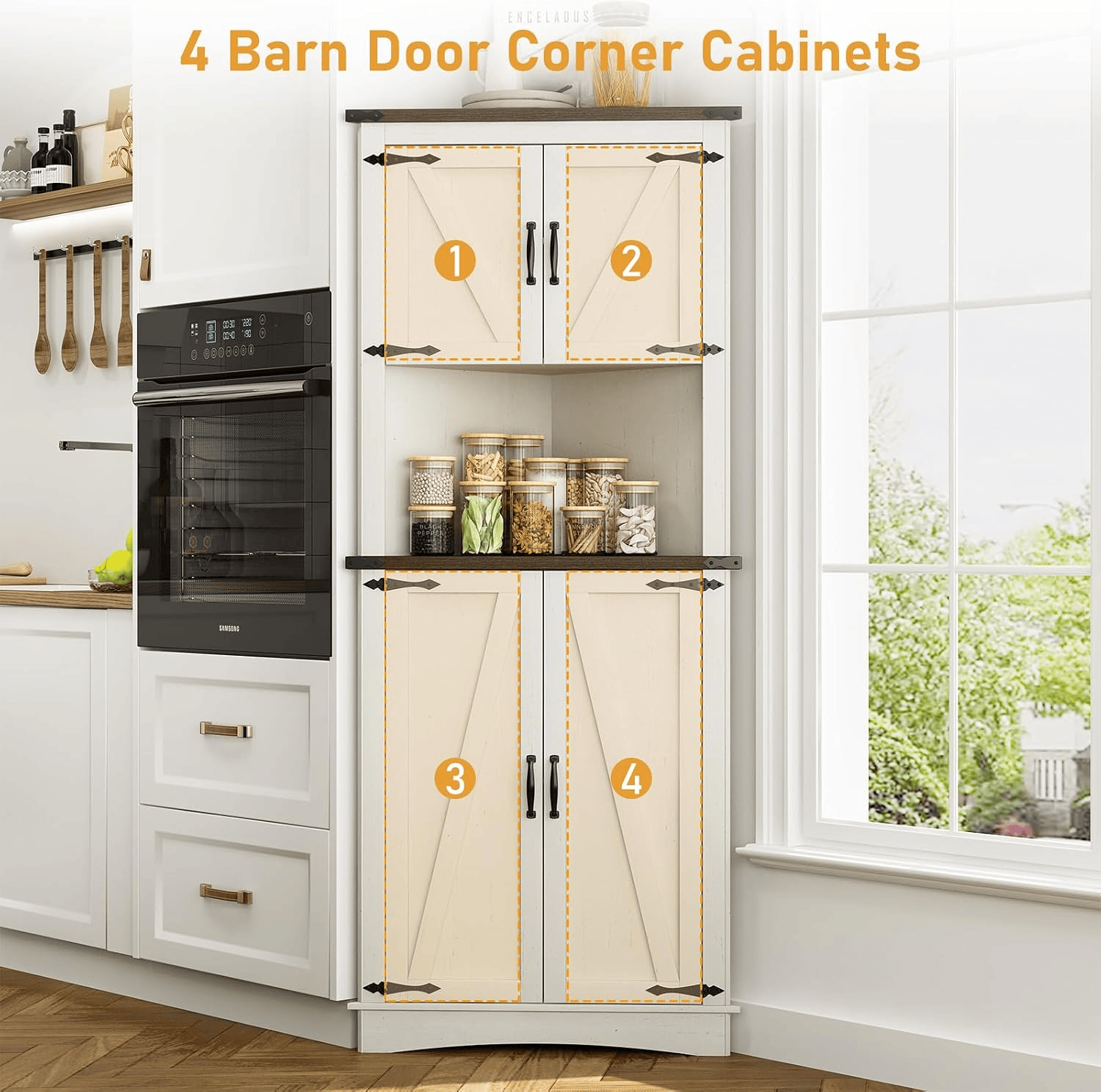 68” Tall Corner Storage Cabinet