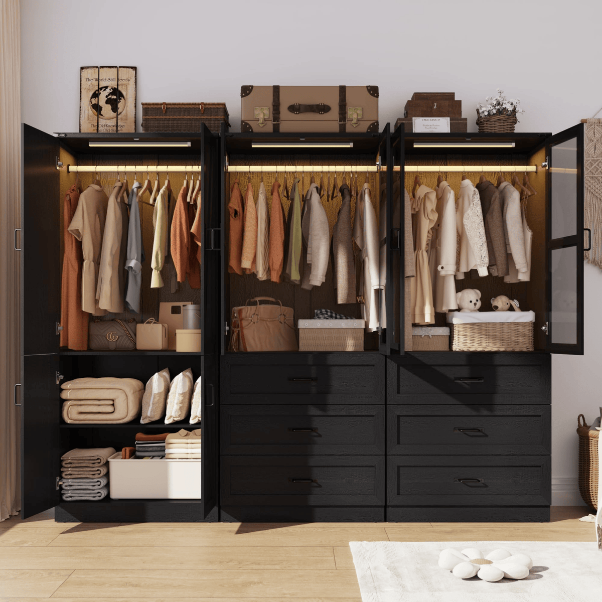 6 Doors Armoire Wardrobe Closet