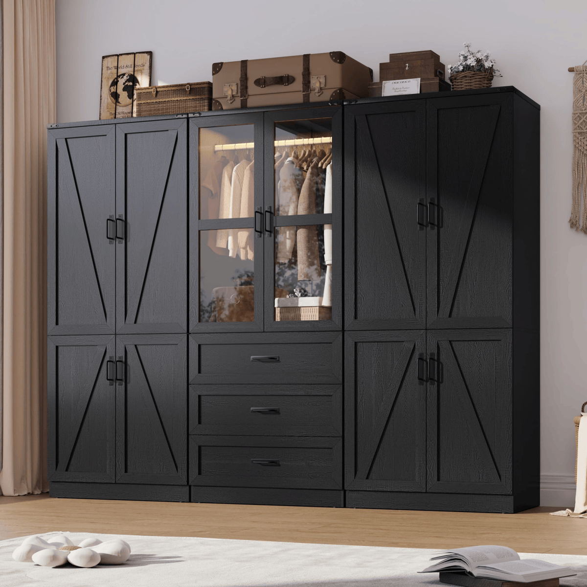 6 Doors Armoire Wardrobe Closet