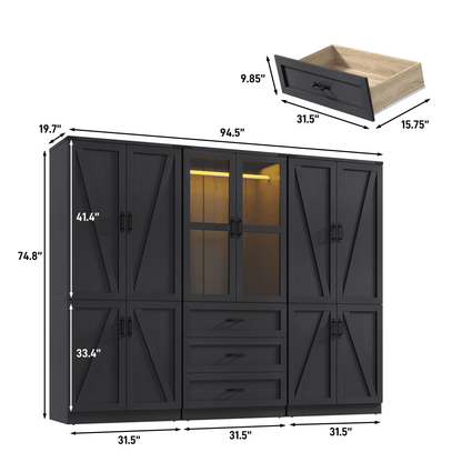 6 Doors Armoire Wardrobe Closet
