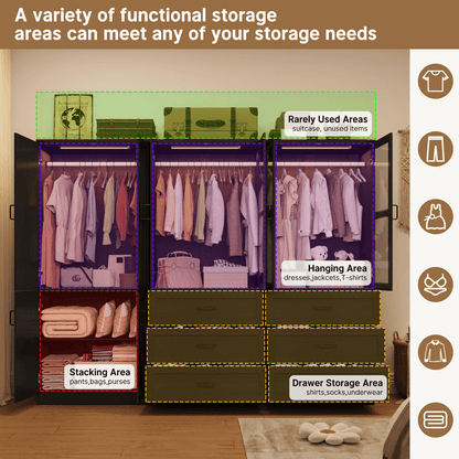 6 Doors Armoire Wardrobe Closet
