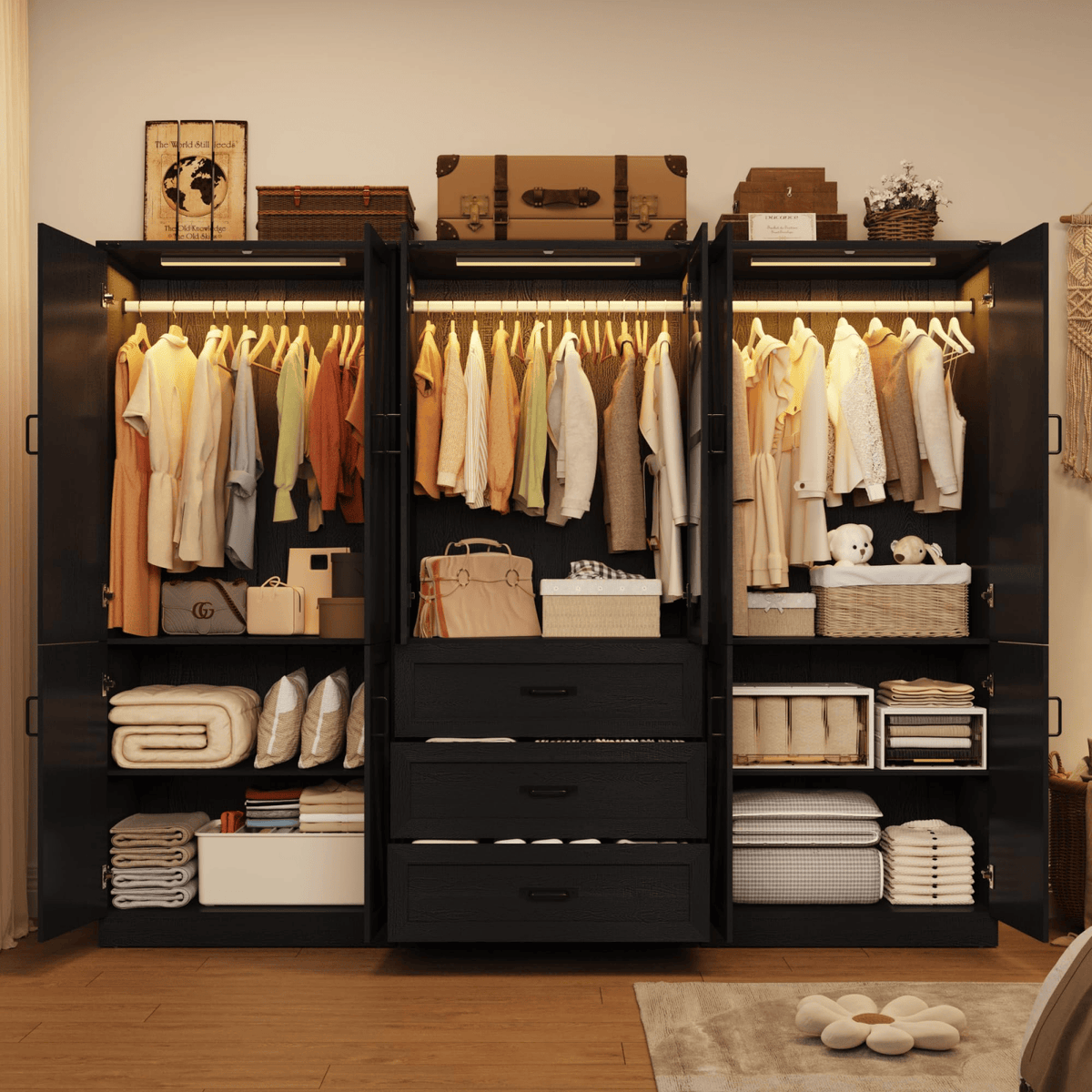 6 Doors Armoire Wardrobe Closet