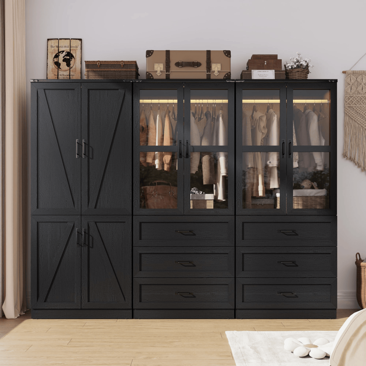 6 Doors Armoire Wardrobe Closet