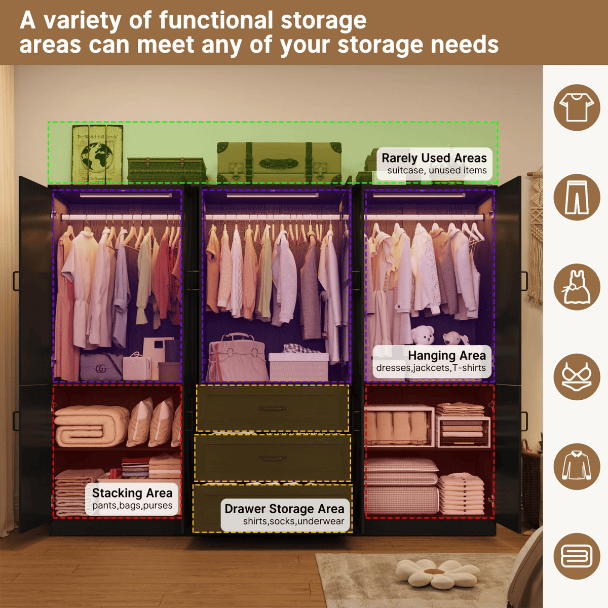 6 Doors Armoire Wardrobe Closet