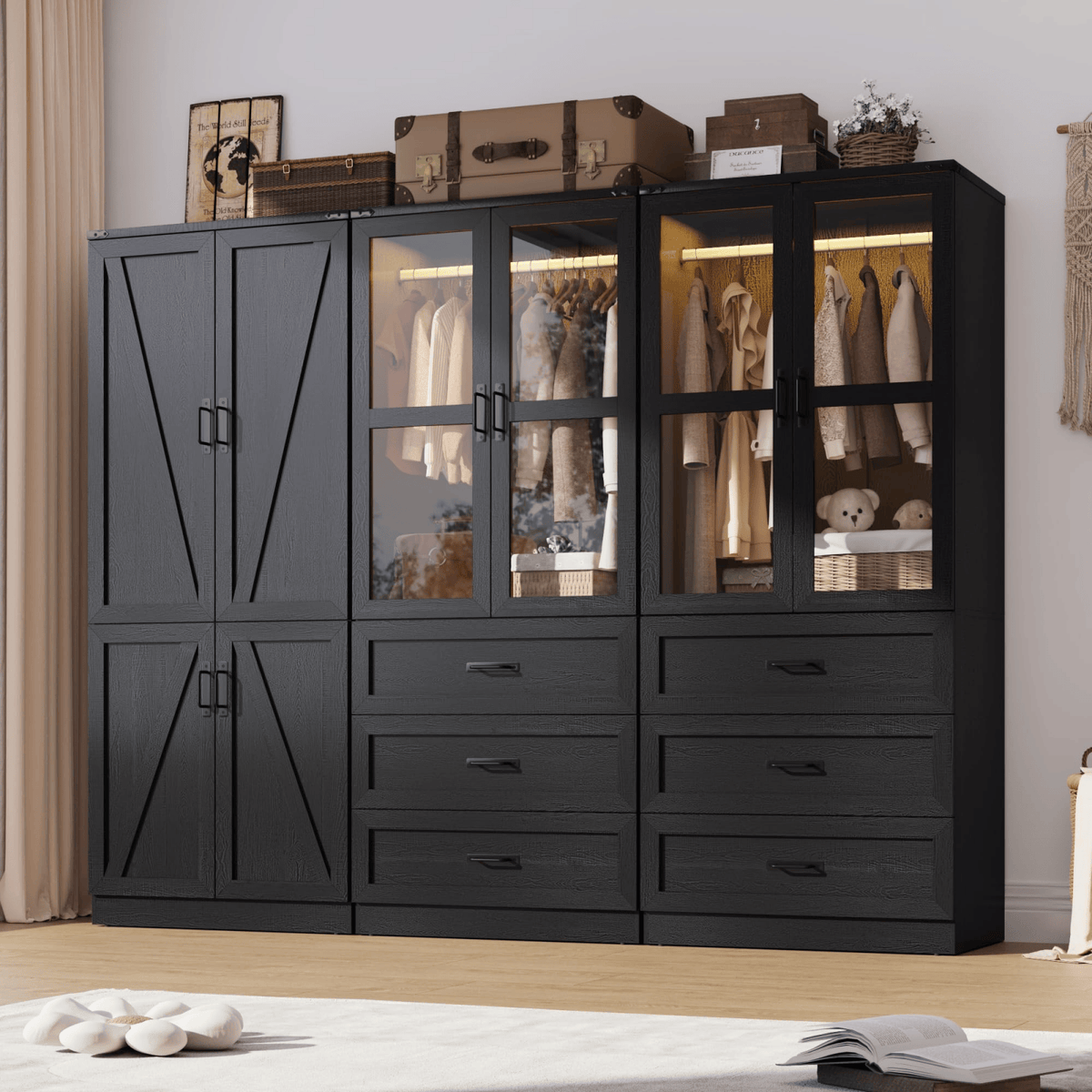 6 Doors Armoire Wardrobe Closet