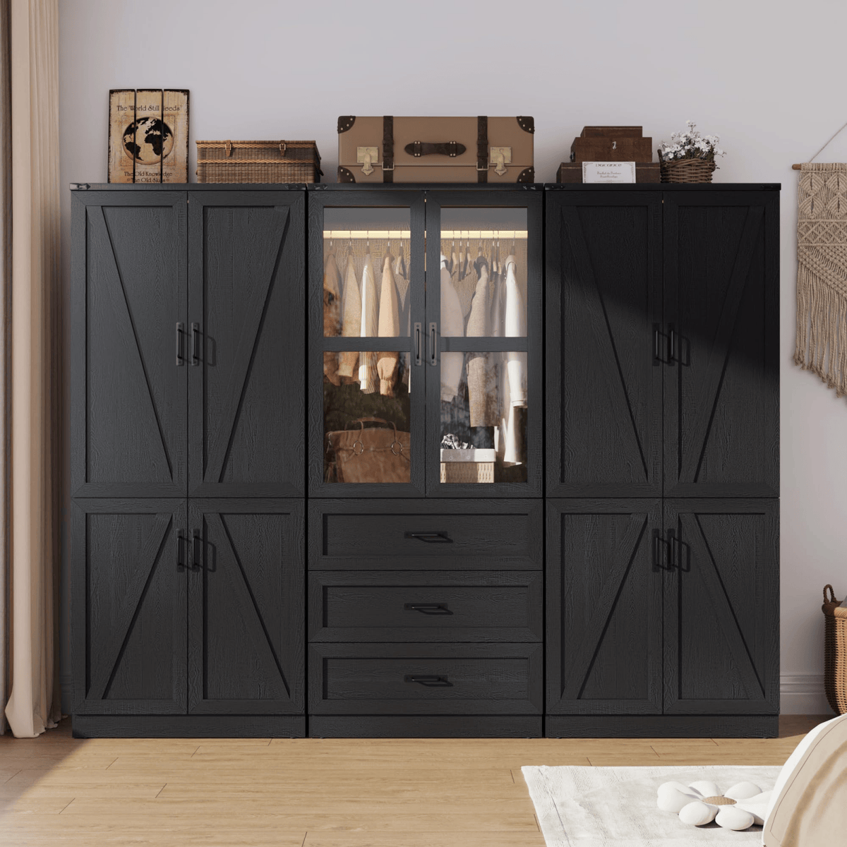 6 Doors Armoire Wardrobe Closet
