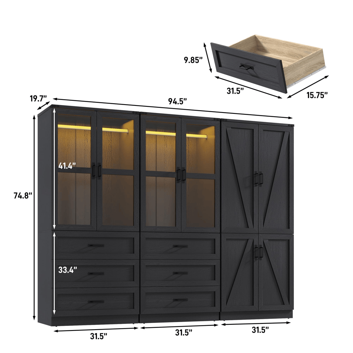 6 Doors Armoire Wardrobe Closet