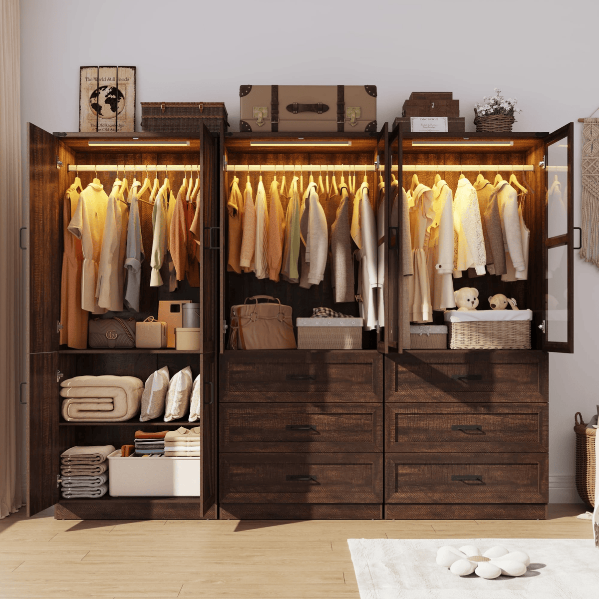 6 Doors Armoire Wardrobe Closet