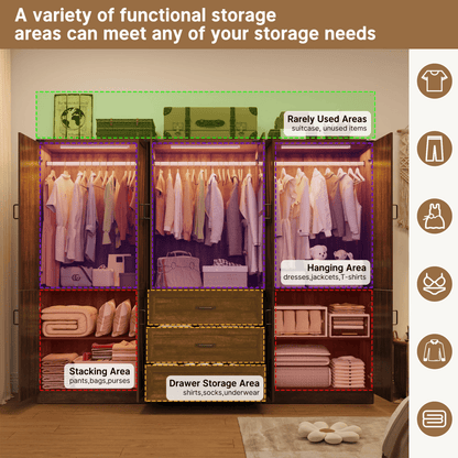 6 Doors Armoire Wardrobe Closet