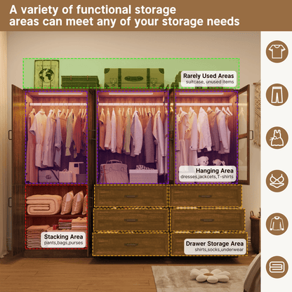 6 Doors Armoire Wardrobe Closet