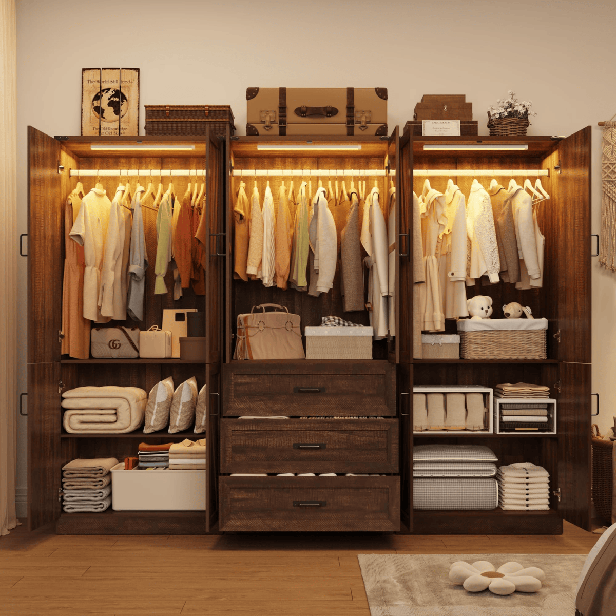 6 Doors Armoire Wardrobe Closet