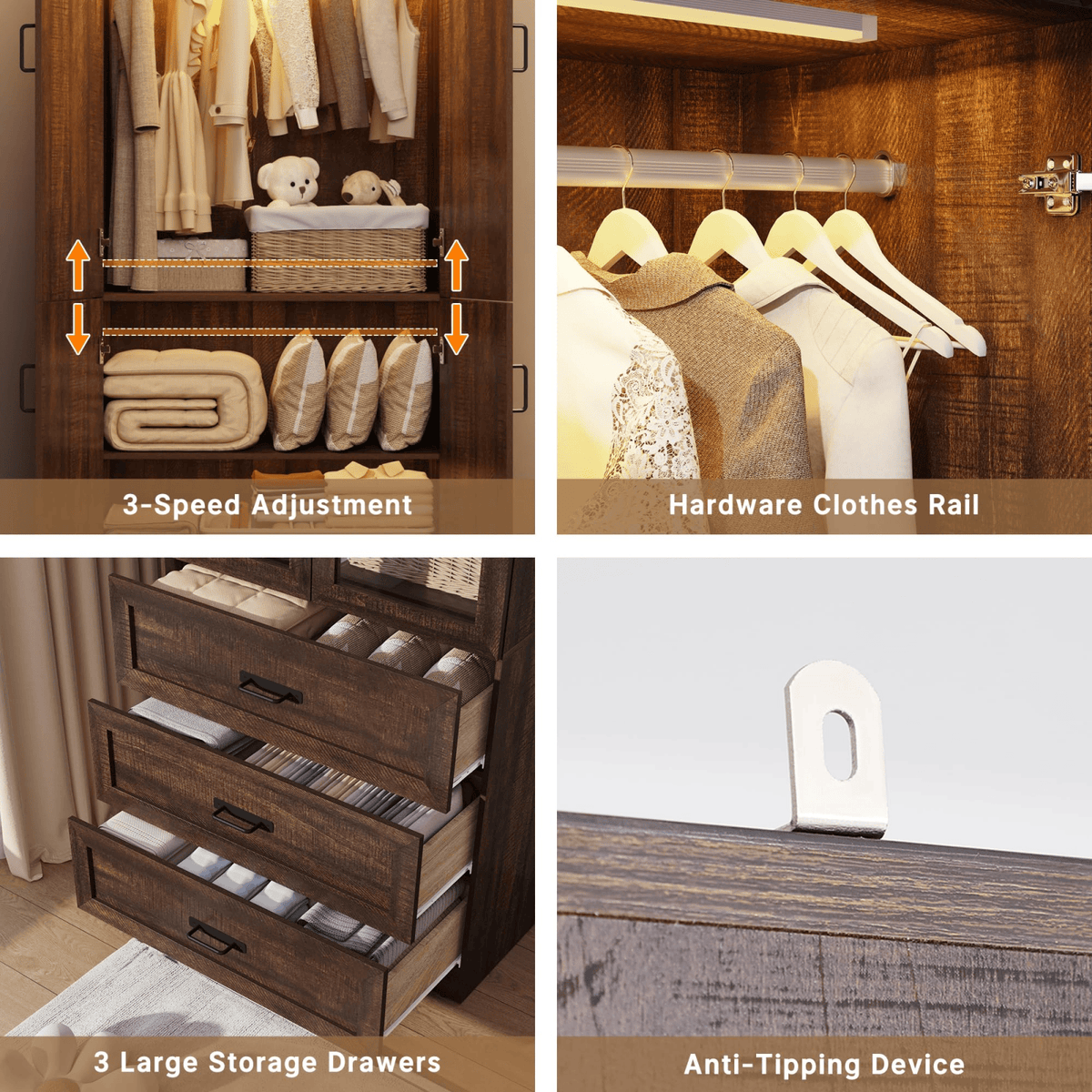 6 Doors Armoire Wardrobe Closet