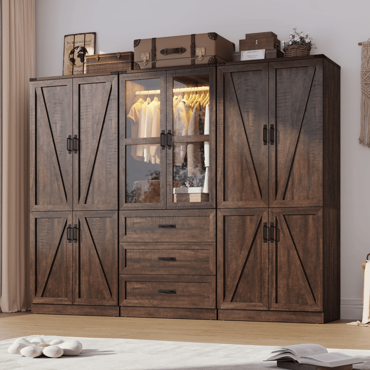 6 Doors Armoire Wardrobe Closet