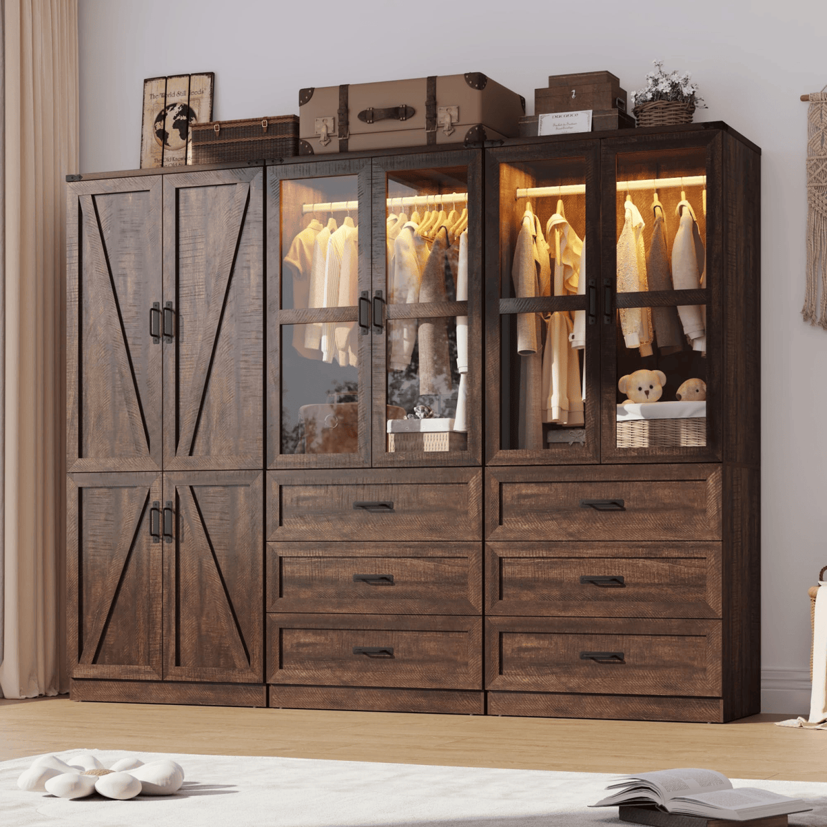 6 Doors Armoire Wardrobe Closet