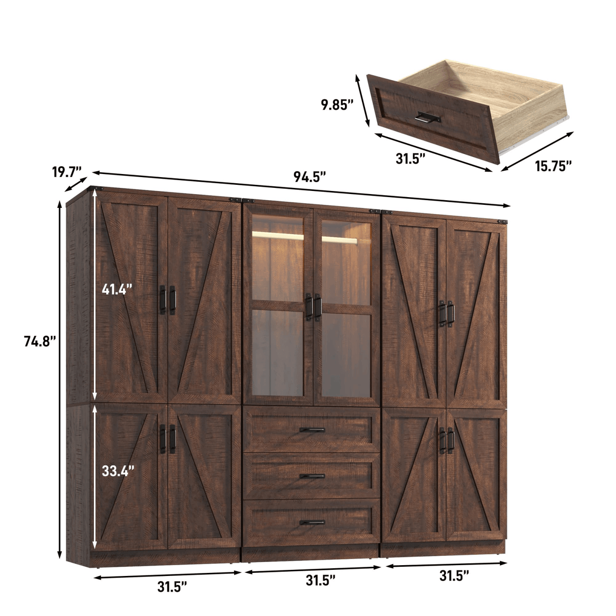 6 Doors Armoire Wardrobe Closet