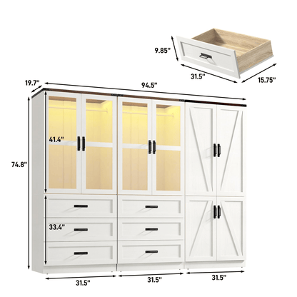 6 Doors Armoire Wardrobe Closet