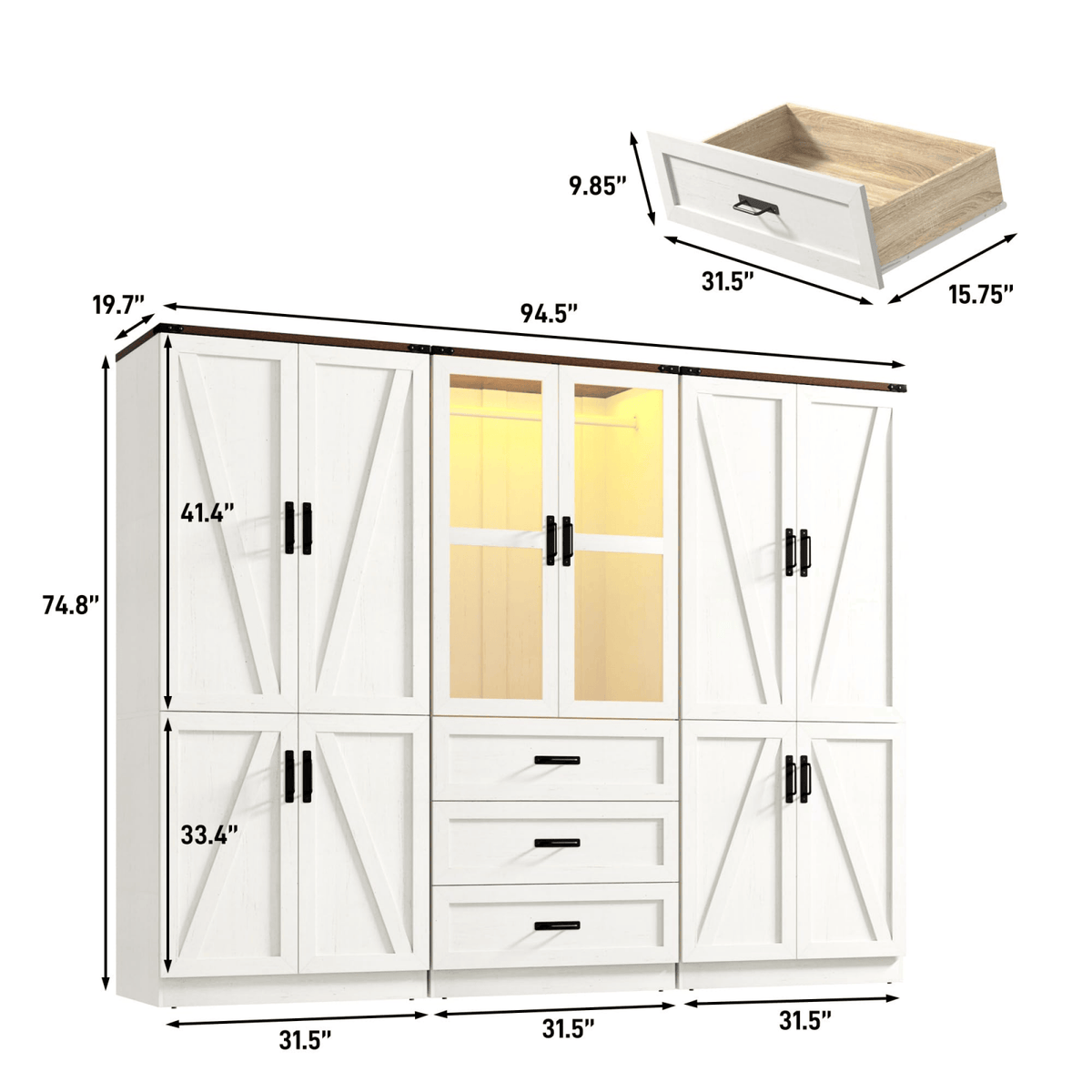 6 Doors Armoire Wardrobe Closet