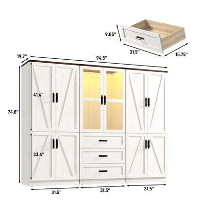 6 Doors Armoire Wardrobe Closet
