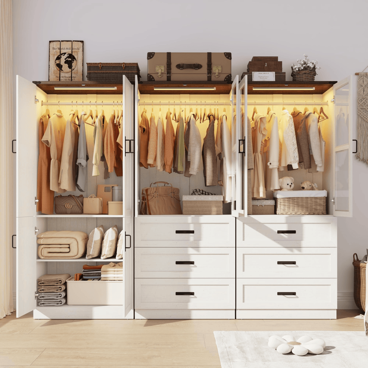 6 Doors Armoire Wardrobe Closet