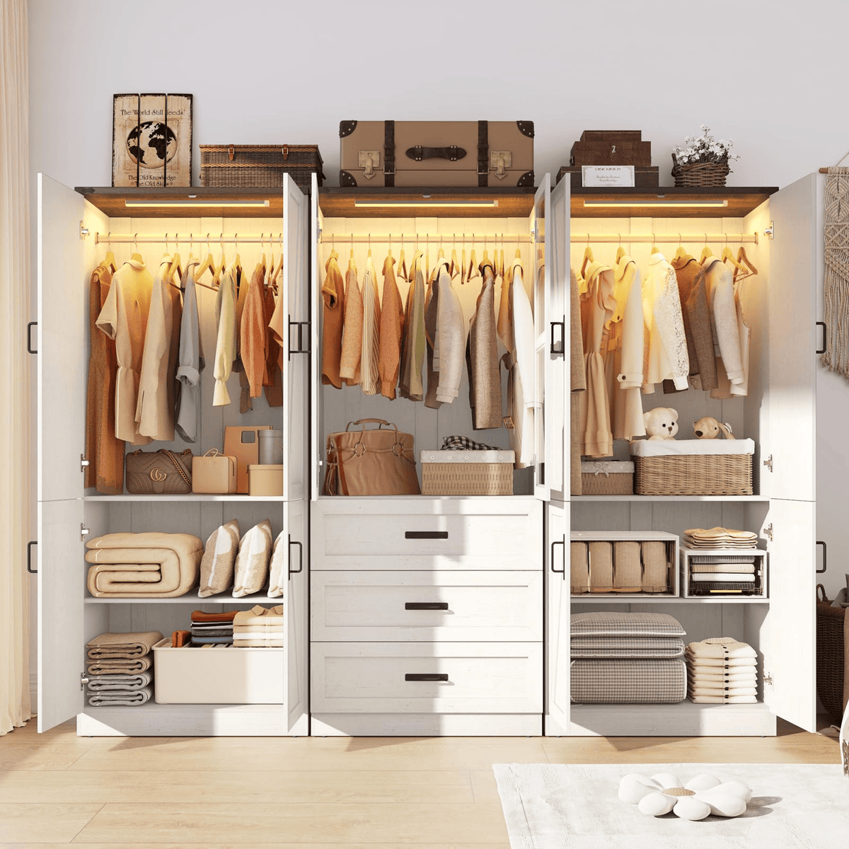 6 Doors Armoire Wardrobe Closet