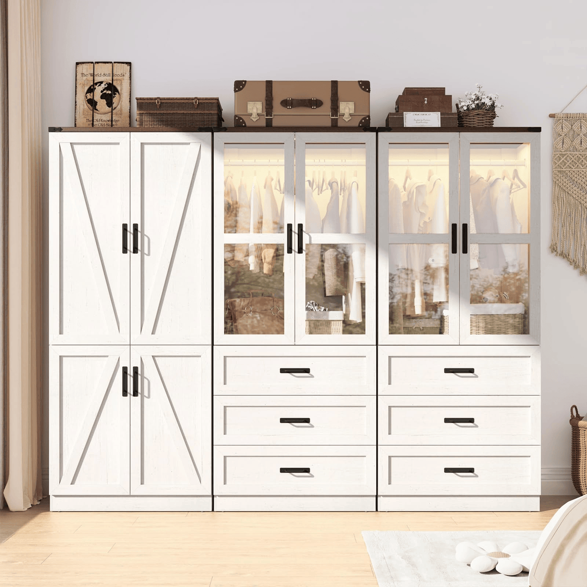 6 Doors Armoire Wardrobe Closet