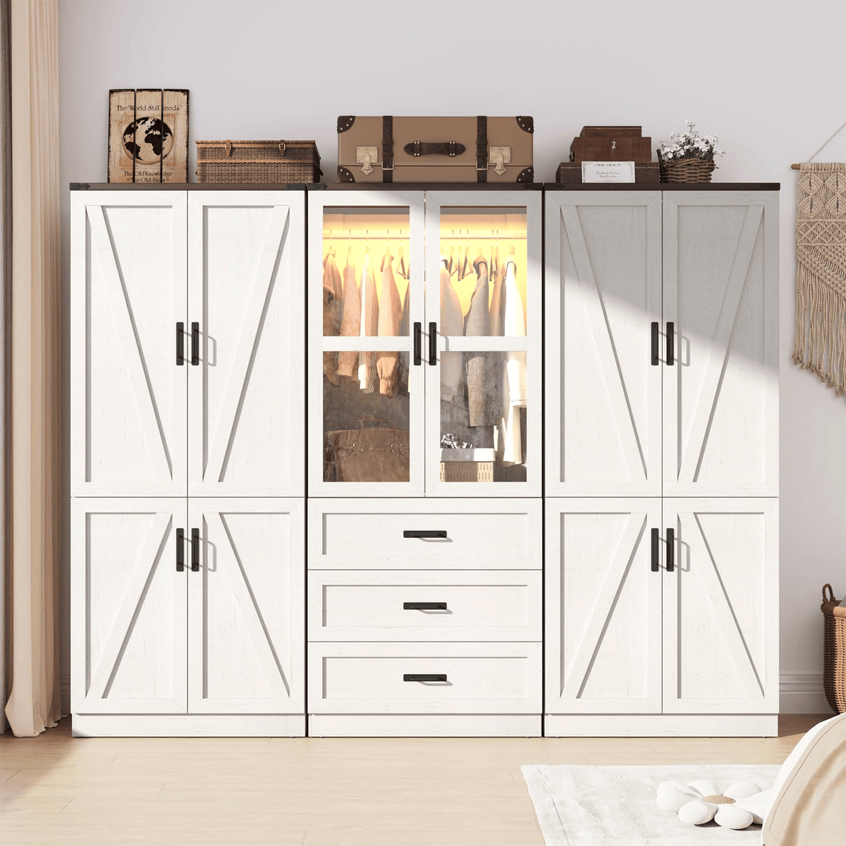 6 Doors Armoire Wardrobe Closet