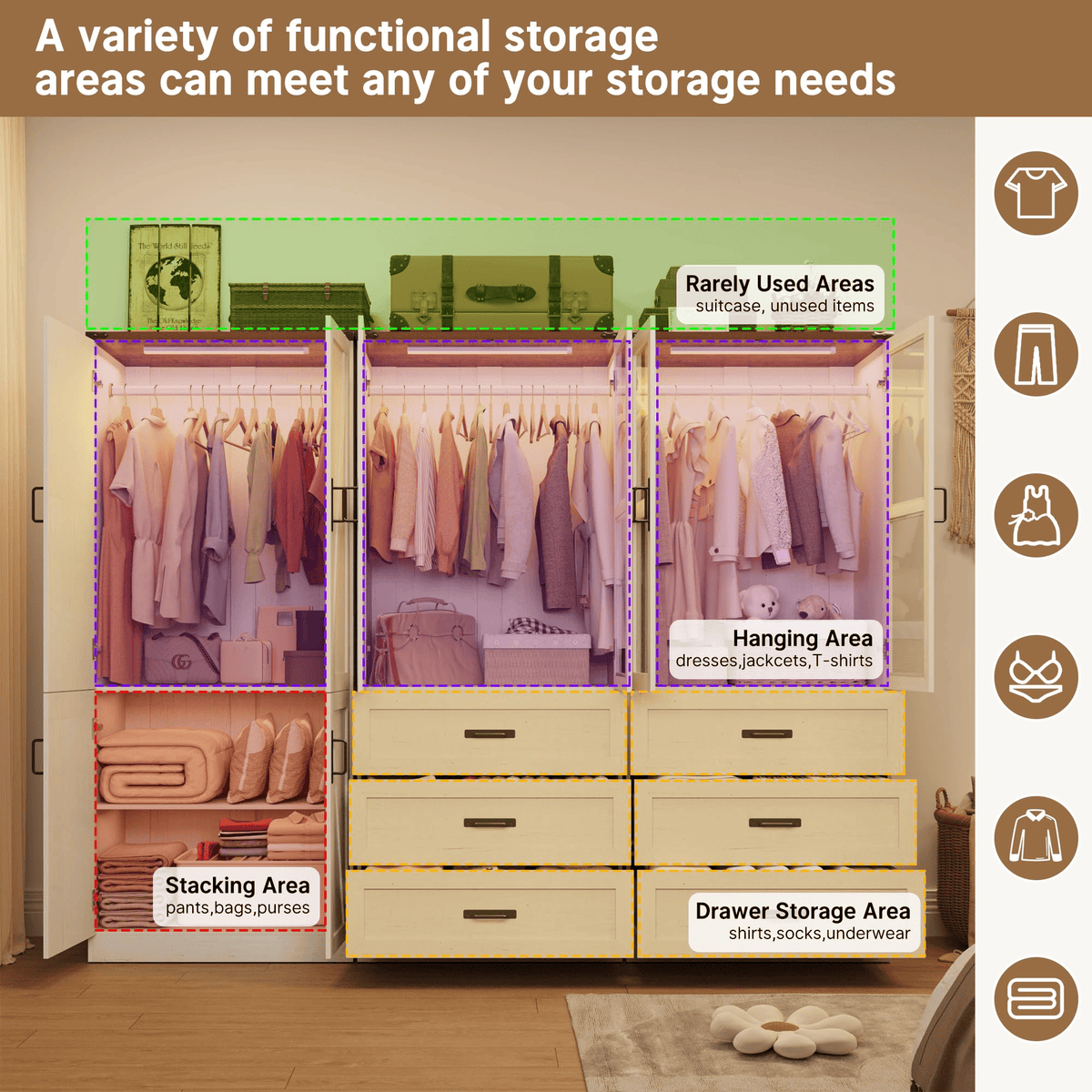 6 Doors Armoire Wardrobe Closet
