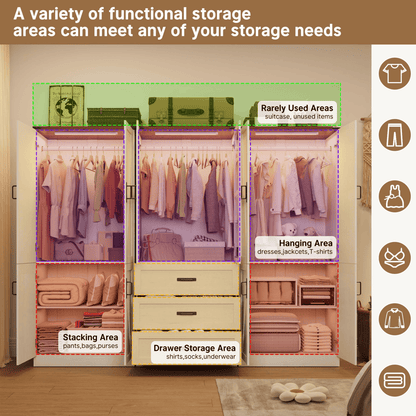 6 Doors Armoire Wardrobe Closet