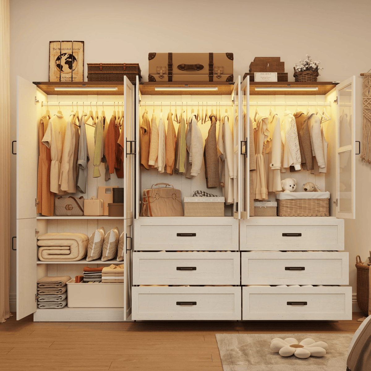 6 Doors Armoire Wardrobe Closet