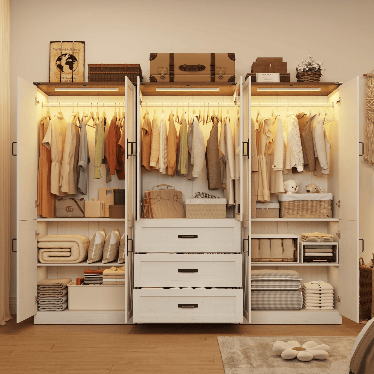 6 Doors Armoire Wardrobe Closet