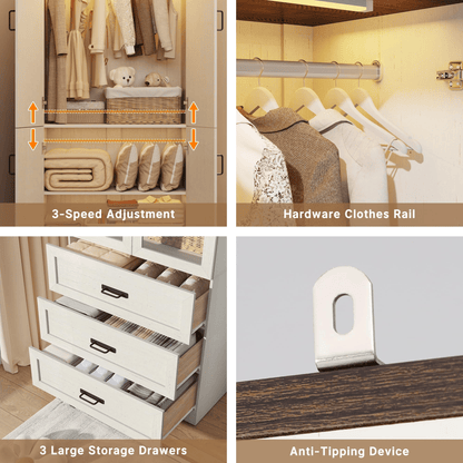6 Doors Armoire Wardrobe Closet