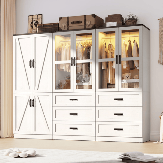 6 Doors Armoire Wardrobe Closet
