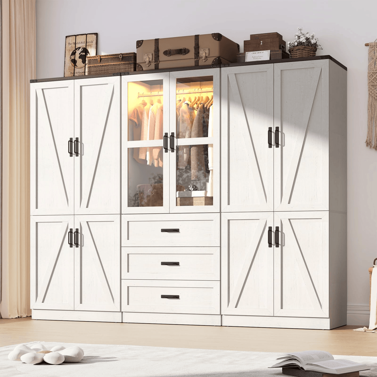 6 Doors Armoire Wardrobe Closet