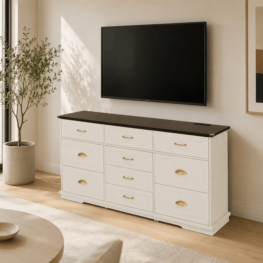 70inch Dresser with 10 Drawer Dresser & Charging Station