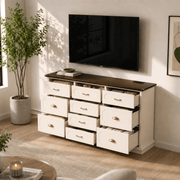 70inch Dresser with 10 Drawer Dresser & Charging Station