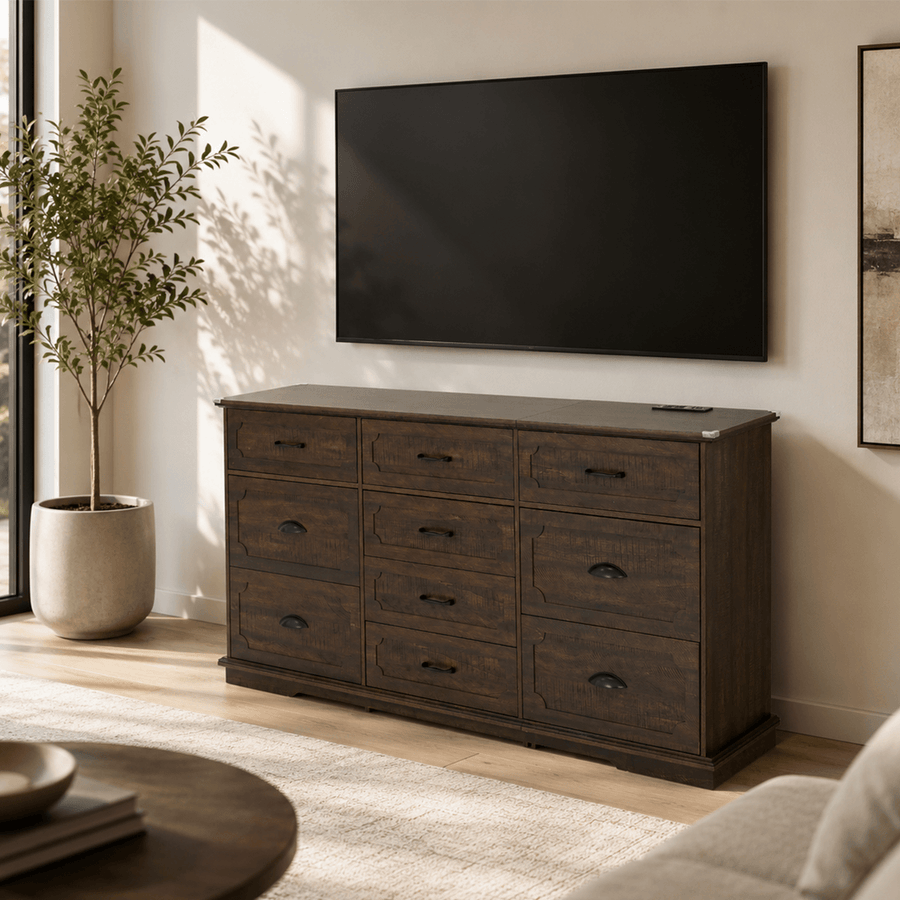 70inch Dresser with 10 Drawer Dresser & Charging Station