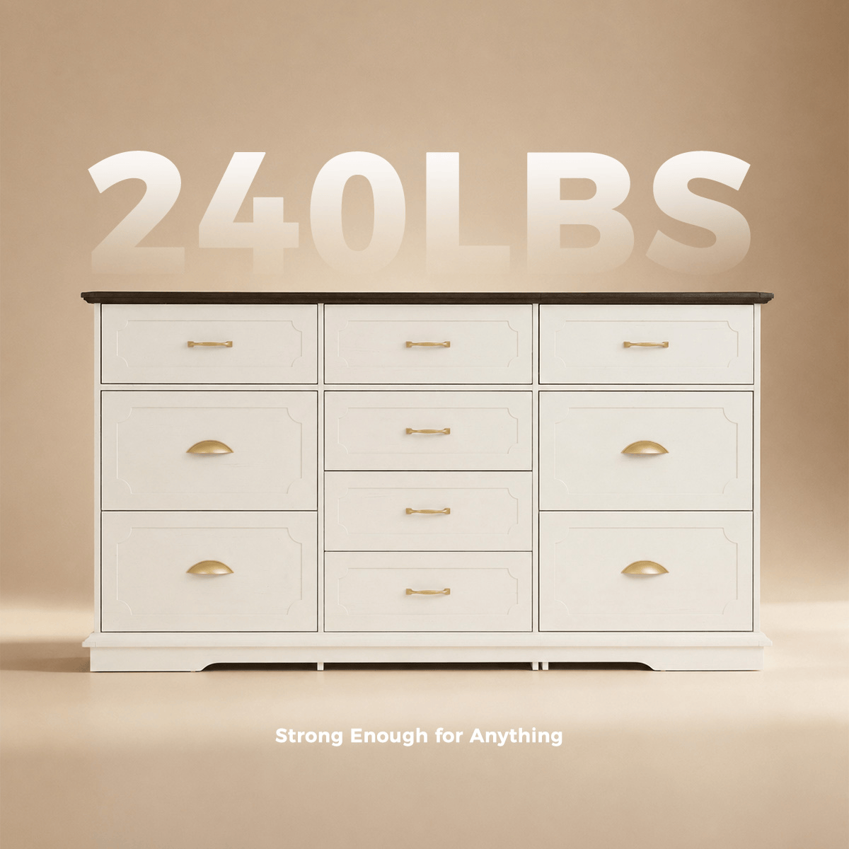 70inch Dresser with 10 Drawer Dresser & Charging Station