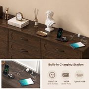 70inch Dresser with 10 Drawer Dresser & Charging Station
