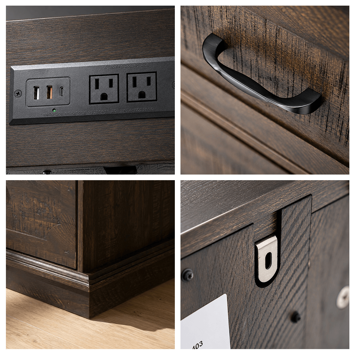 70inch Dresser with 10 Drawer Dresser & Charging Station