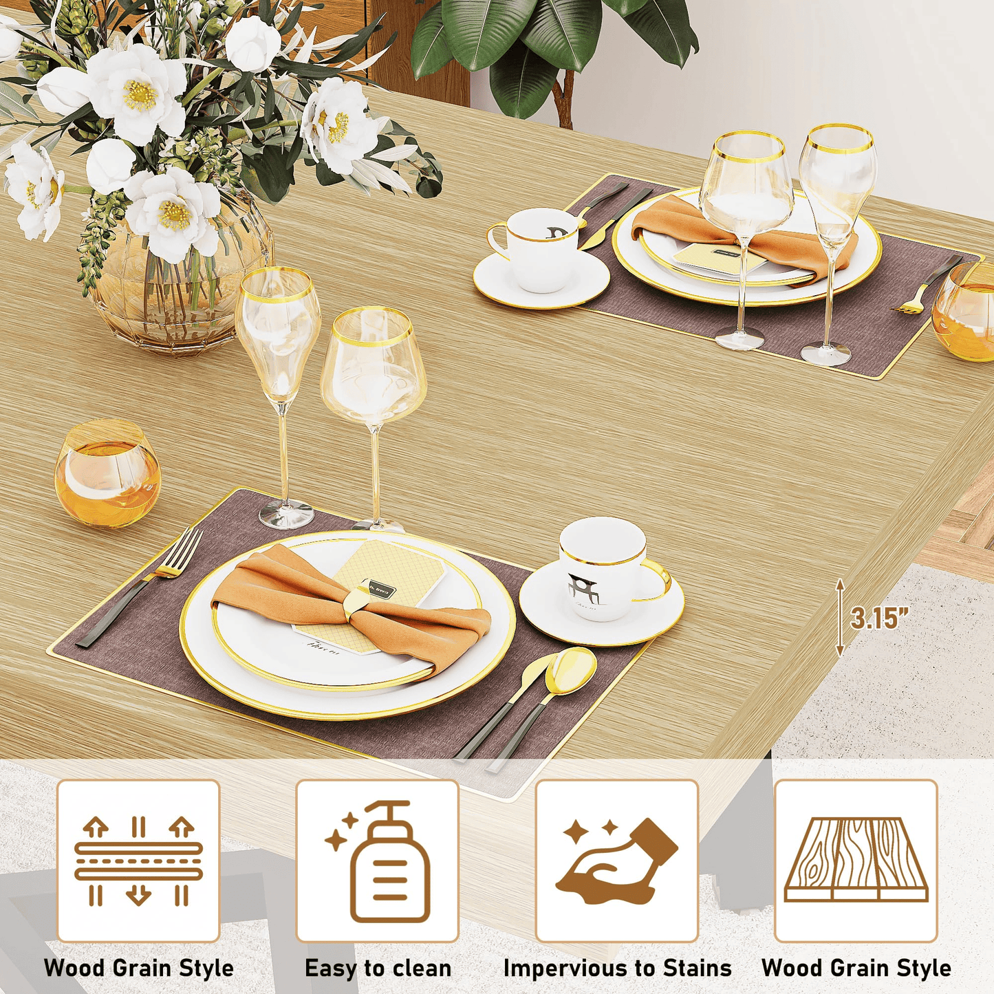 71" Rectangle Wood Dining Room Table for 4,6,8