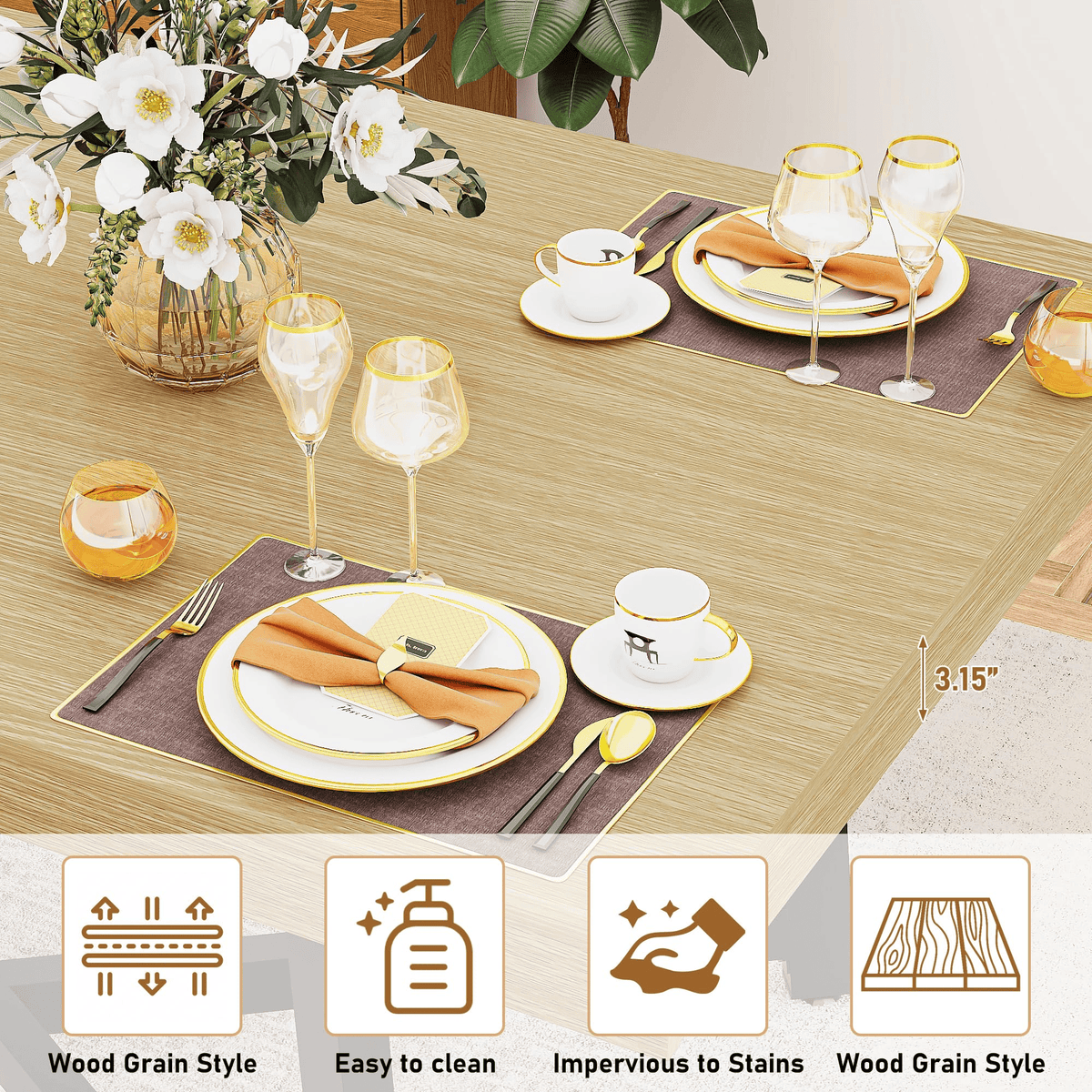 71" Rectangle Wood Dining Room Table for 4,6,8