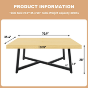 71" Rectangle Wood Dining Room Table for 4,6,8