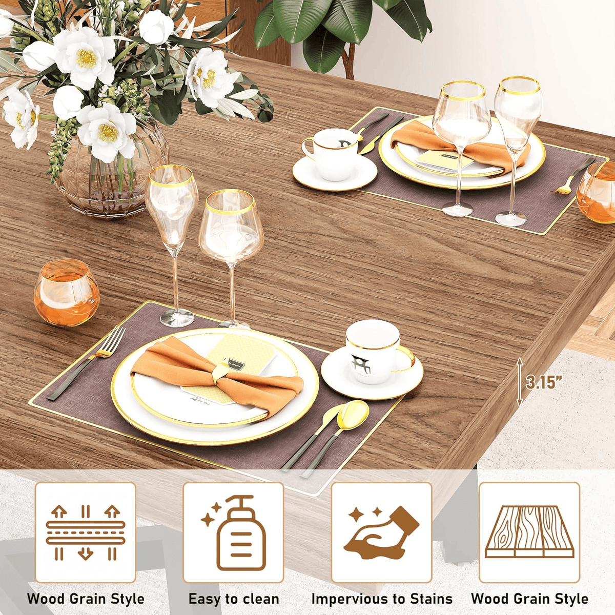 71" Rectangle Wood Dining Room Table for 4,6,8