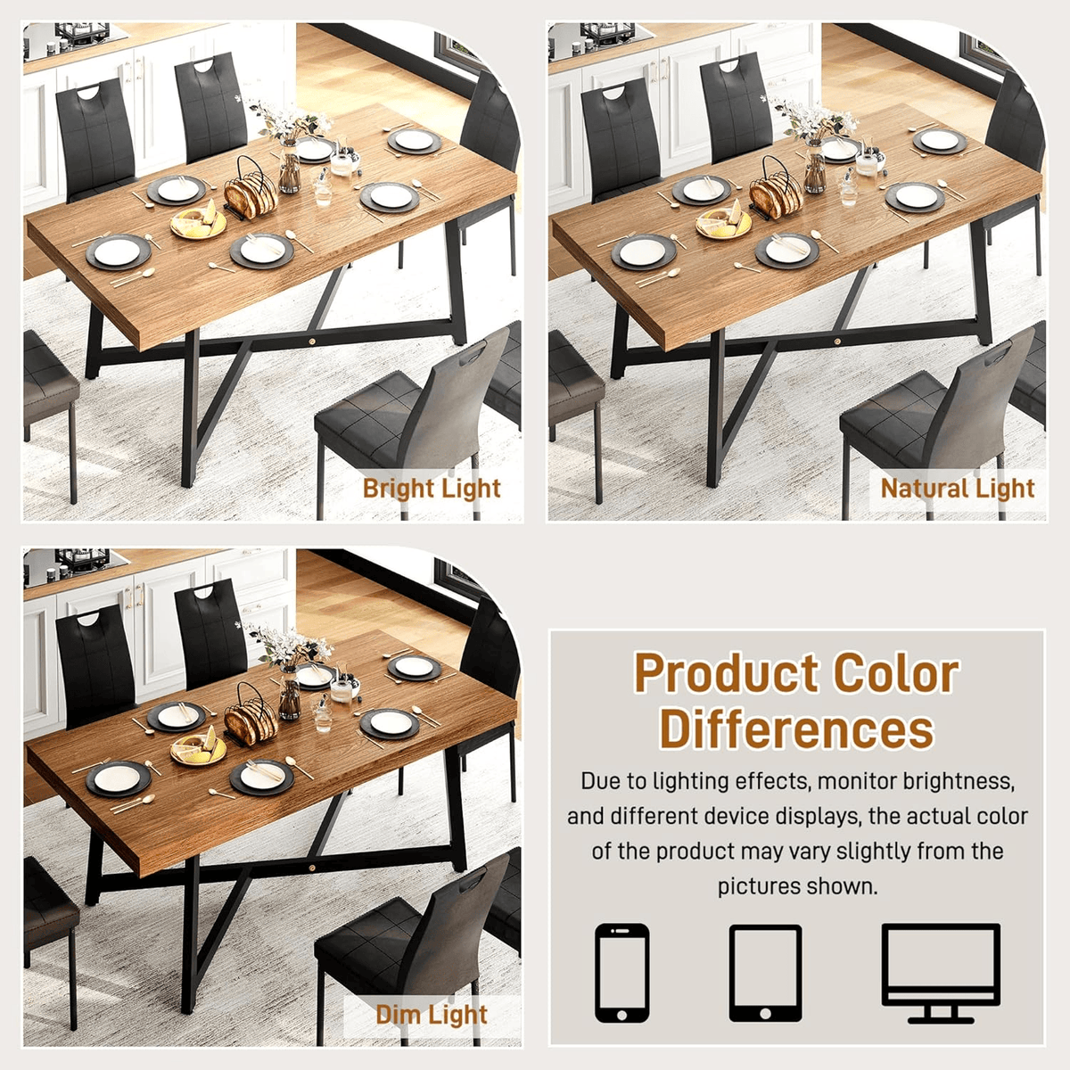 71" Rectangle Wood Dining Room Table for 4,6,8