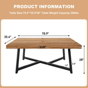 size-Wooden table with dimensions and weight capacity displayed on a beige background