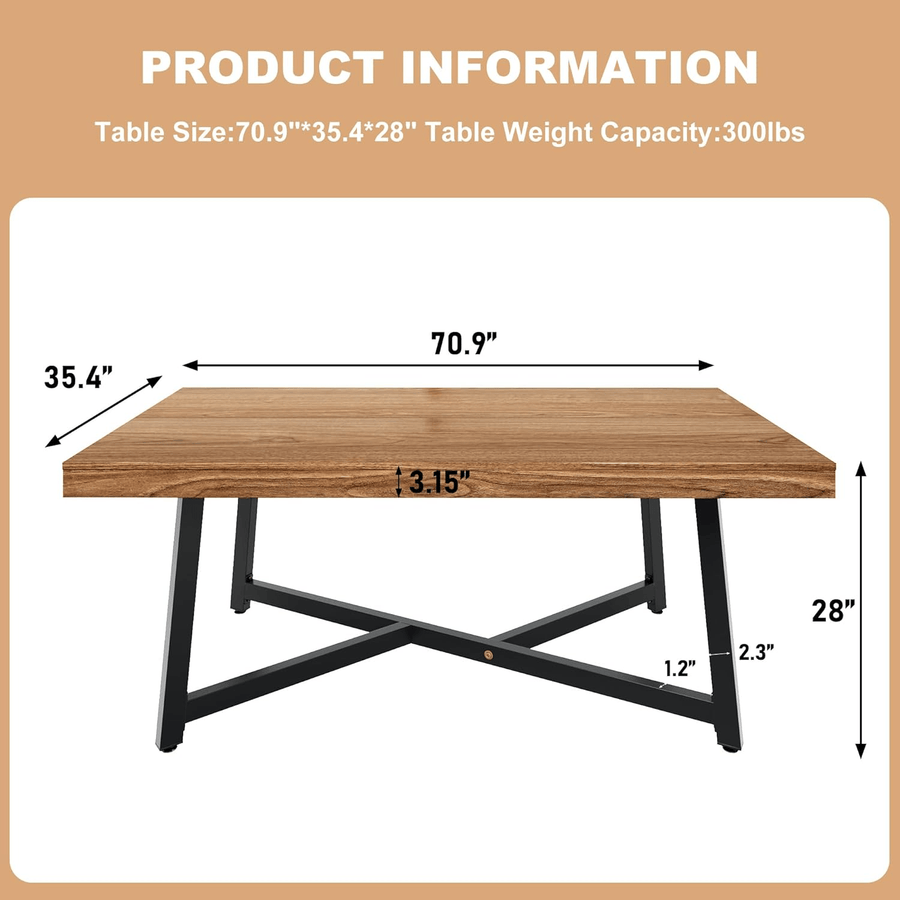 71" Rectangle Wood Dining Room Table for 4,6,8